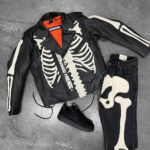 VLONE X Neighborhood Skeleton Leather Jacket - Front - 3