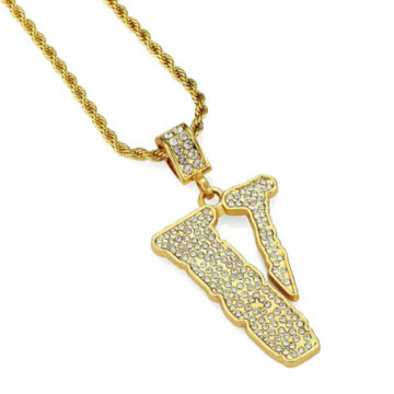 Vlone 18k Gold Plated Diamonds Pendant Necklace