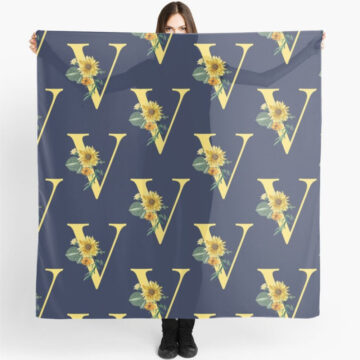 Vlone Logo Sunflower Printed Scarf
