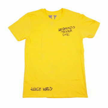 Juice Wrld x Vlone Inferno Yellow T-Shirt Front