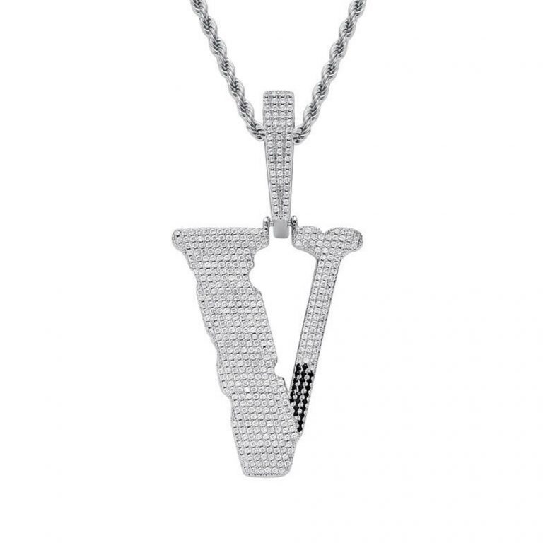 Vlone Logo V Pendant Necklace silver