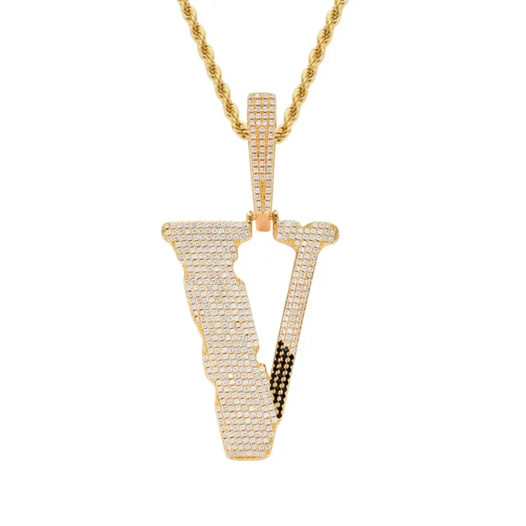 Vlone Iced Out Pendant & Chain