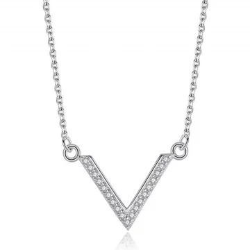 Vlone V Crystal Silver Necklace
