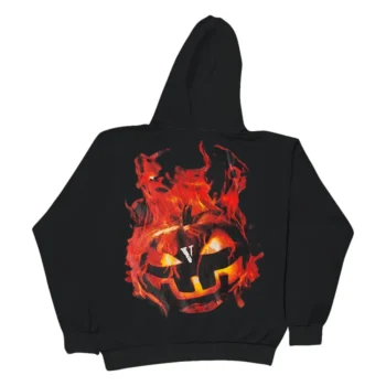 Vlone Halloween Flaming Pumpkin Hoodie - Black